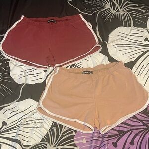 Women's Athletic Shorts - 2 pairs burgundy and pink, Medium
